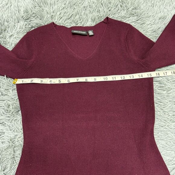 Nina Leonard Sweater V-Neck Dress “Deep Wine” Size Small NWT - Picture 7 of 10